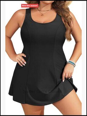 Plus Size Swim Dress - One Piece Tummy Control Bathing Suit with Skirt
